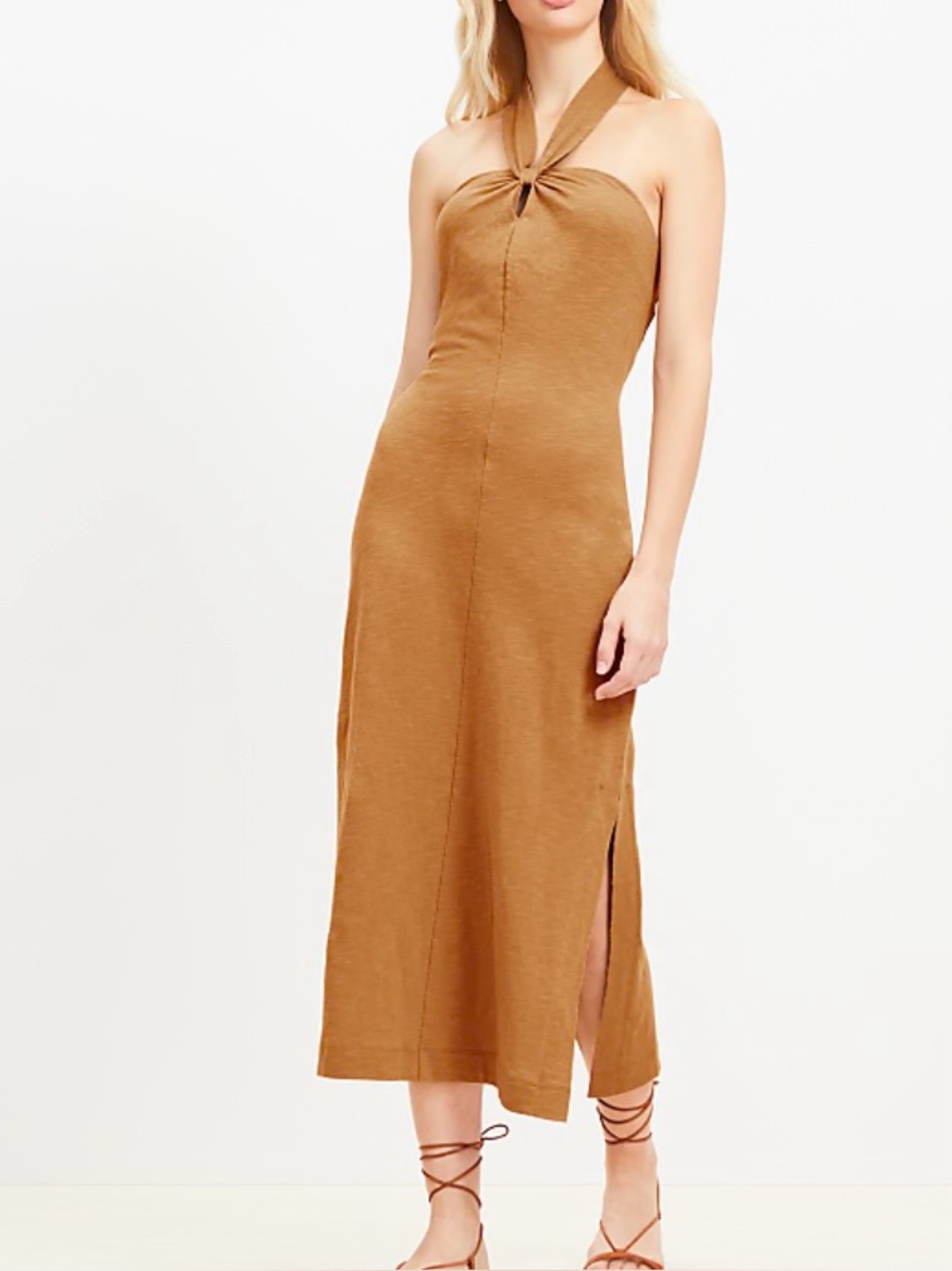 LOFT Knotted Keyhole Midi Halter Dress size MP